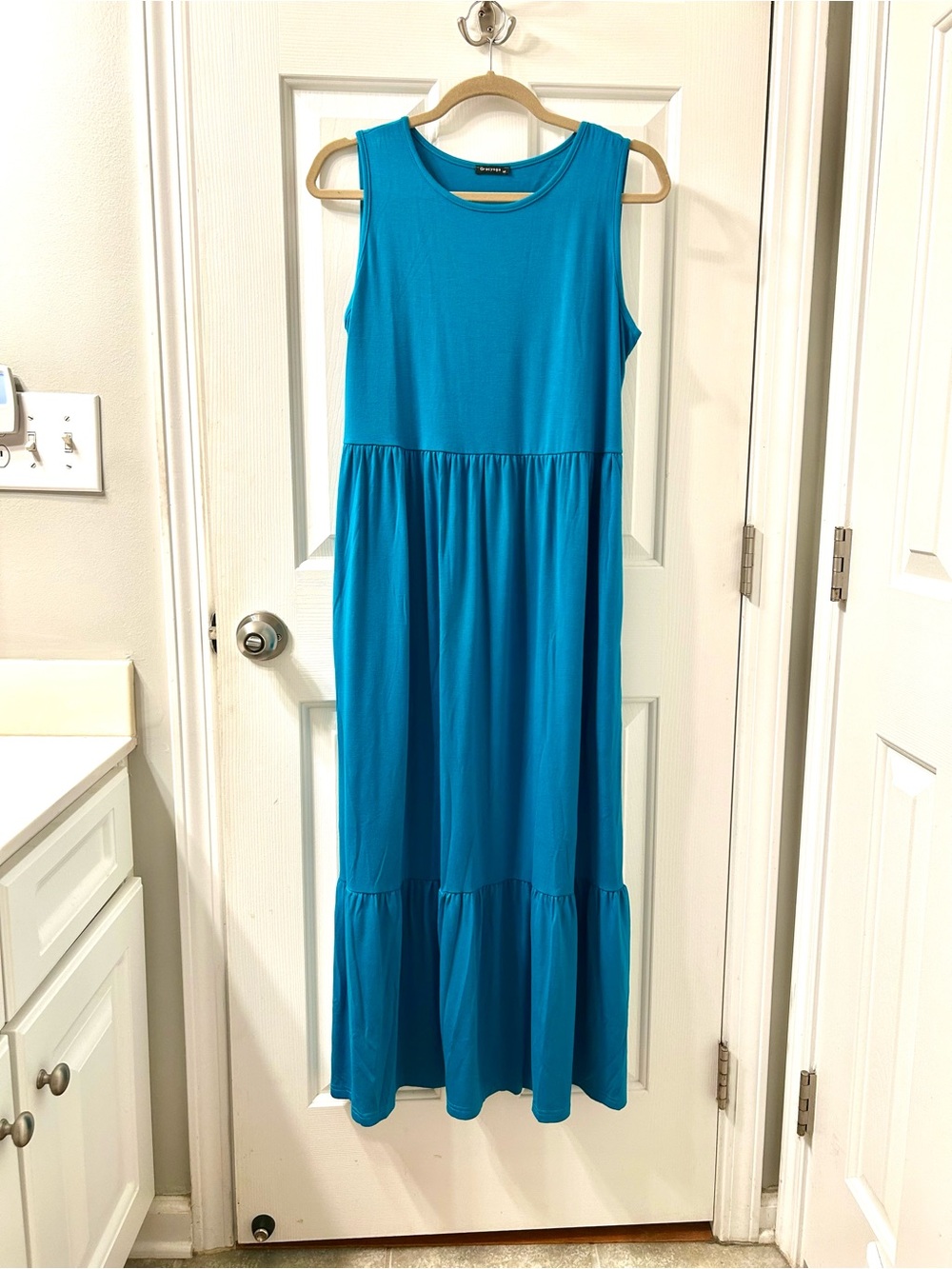 Sleeveless Teal Maxi Dress - Casual Tiered Dress
